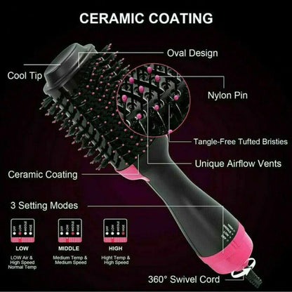 Combo Cepillo Plancha 2en1 + Cepillo Secador 3en1 para Cabello