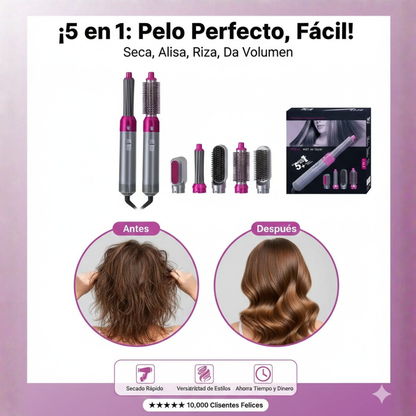 Estilizador Capilar Pro 5 en 1™ - Seca, Alisa y Ondula (Edición Premium)