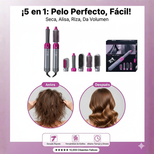Estilizador Capilar Pro 5 en 1™ - Seca, Alisa y Ondula (Edición Premium)