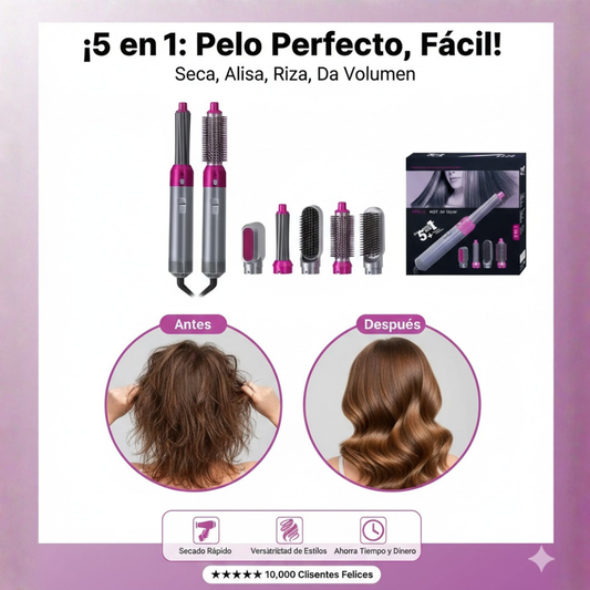 Estilizador Capilar Pro 5 en 1™ - Seca, Alisa y Ondula (Edición Premium)