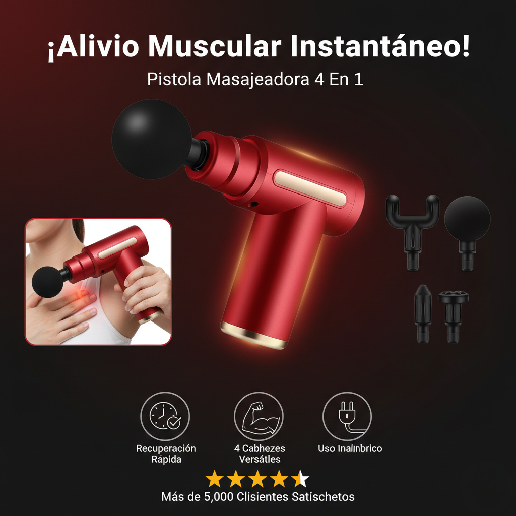 Pistola de Masaje Profesional de Tejido Profundo + Regalo GRATIS