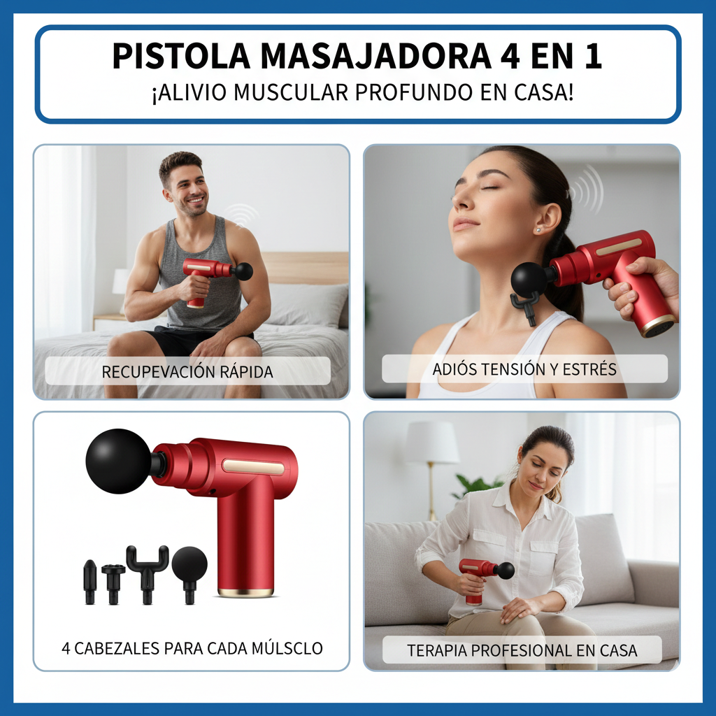 Pistola de Masaje Profesional de Tejido Profundo + Regalo GRATIS